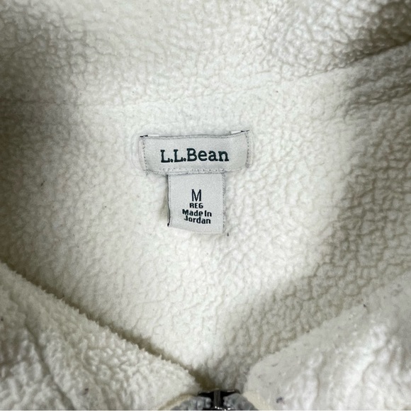 L.L. Bean Fleece Shearling 1/2 Zip Pullover Jacket Cream Women’s Medium - Picture 4 of 12